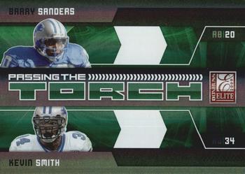 2009 Donruss Elite - Passing the Torch Green #2 Barry Sanders / Kevin Smith Front
