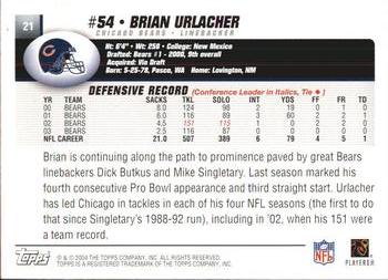 2004 Topps #21 Brian Urlacher Back