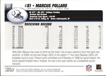 2004 Topps #27 Marcus Pollard Back