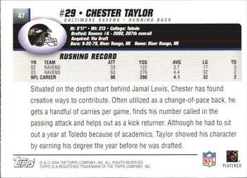2004 Topps #47 Chester Taylor Back