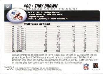 2004 Topps #58 Troy Brown Back