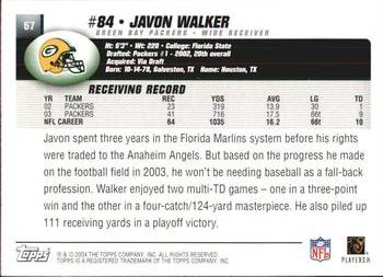 2004 Topps #67 Javon Walker Back