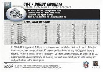 2004 Topps #72 Bobby Engram Back