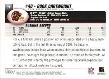 2004 Topps #74 Rock Cartwright Back