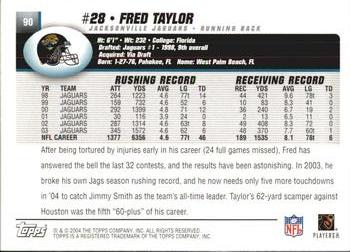 2004 Topps #90 Fred Taylor Back