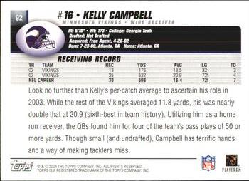 2004 Topps #92 Kelly Campbell Back