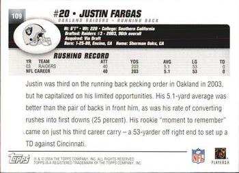 2004 Topps #109 Justin Fargas Back