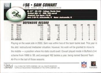 2004 Topps #123 Sam Cowart Back