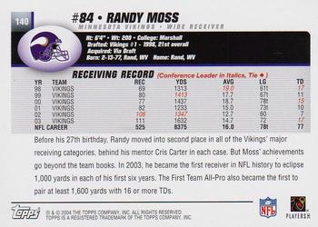 2004 Topps #140 Randy Moss Back