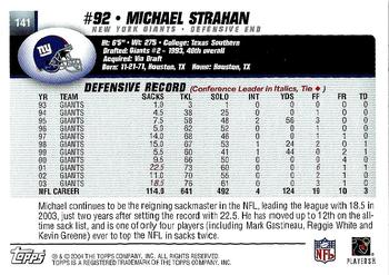 2004 Topps #141 Michael Strahan Back