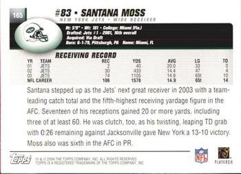 2004 Topps #165 Santana Moss Back