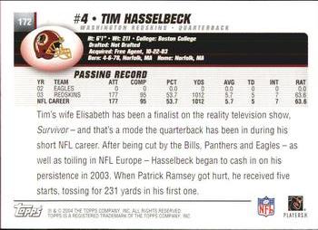 2004 Topps #172 Tim Hasselbeck Back