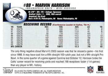 2004 Topps #175 Marvin Harrison Back