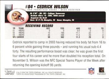 2004 Topps #192 Cedrick Wilson Back
