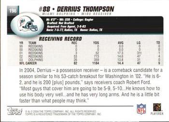 2004 Topps #196 Derrius Thompson Back