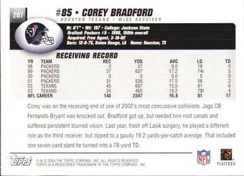 2004 Topps #207 Corey Bradford Back