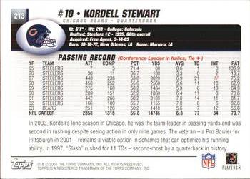 2004 Topps #213 Kordell Stewart Back