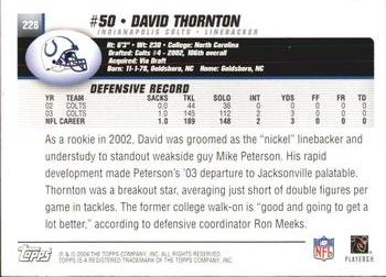 2004 Topps #228 David Thornton Back