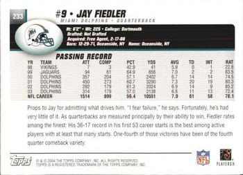 2004 Topps #233 Jay Fiedler Back