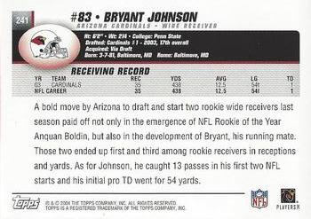 2004 Topps #241 Bryant Johnson Back
