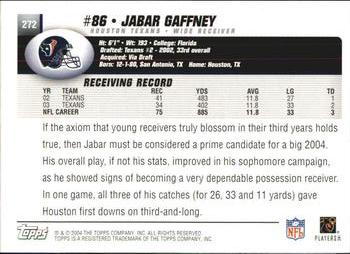 2004 Topps #272 Jabar Gaffney Back