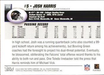 2004 Topps #316 Josh Harris Back