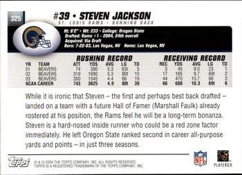 2004 Topps #325 Steven Jackson Back