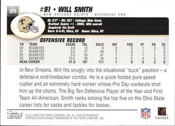 2004 Topps #326 Will Smith Back