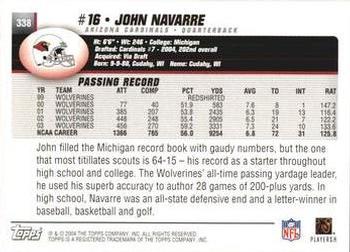 2004 Topps #338 John Navarre Back