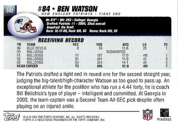 2004 Topps #342 Ben Watson Back