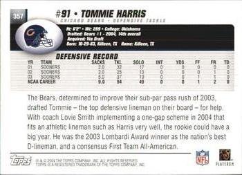 2004 Topps #357 Tommie Harris Back