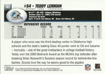 2004 Topps #362 Teddy Lehman Back