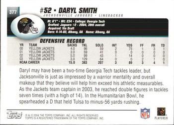 2004 Topps #377 Daryl Smith Back