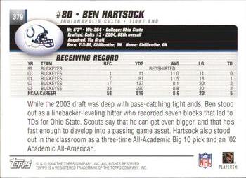 2004 Topps #379 Ben Hartsock Back