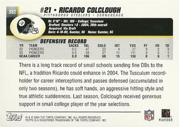 2004 Topps #382 Ricardo Colclough Back