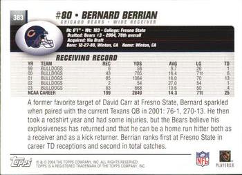 2004 Topps #383 Bernard Berrian Back