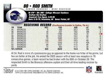 2004 Topps #290 Rod Smith Back