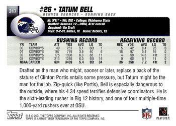 2004 Topps #317 Tatum Bell Back