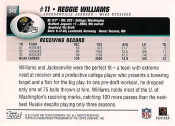 2004 Topps #343 Reggie Williams Back