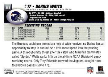 2004 Topps #363 Darius Watts Back