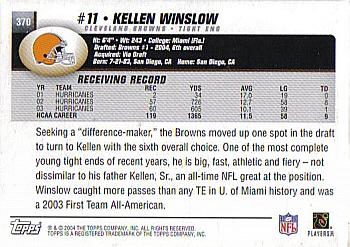 2004 Topps #370 Kellen Winslow Back