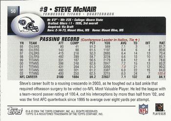 2004 Topps #50 Steve McNair Back