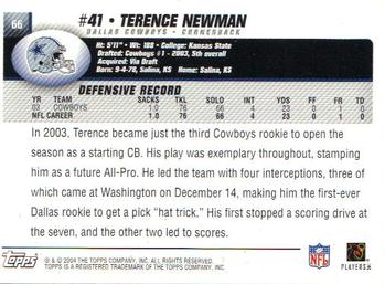 2004 Topps #66 Terence Newman Back