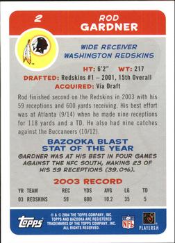 2004 Bazooka #2 Rod Gardner Back