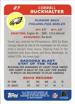 2004 Bazooka #27 Correll Buckhalter Back