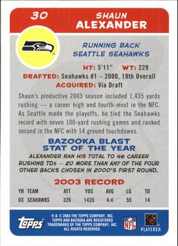 2004 Bazooka #30 Shaun Alexander Back
