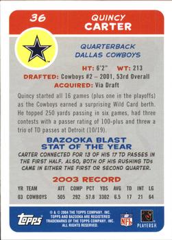 2004 Bazooka #36 Quincy Carter Back