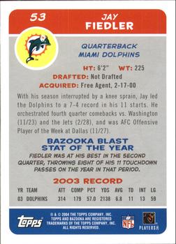 2004 Bazooka #53 Jay Fiedler Back