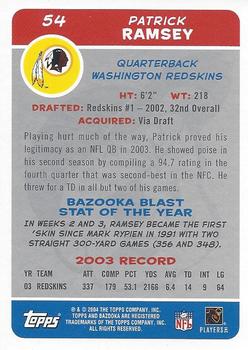 2004 Bazooka #54 Patrick Ramsey Back