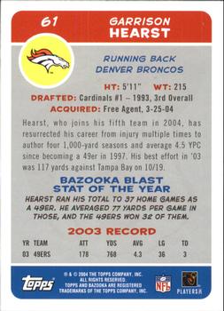 2004 Bazooka #61 Garrison Hearst Back